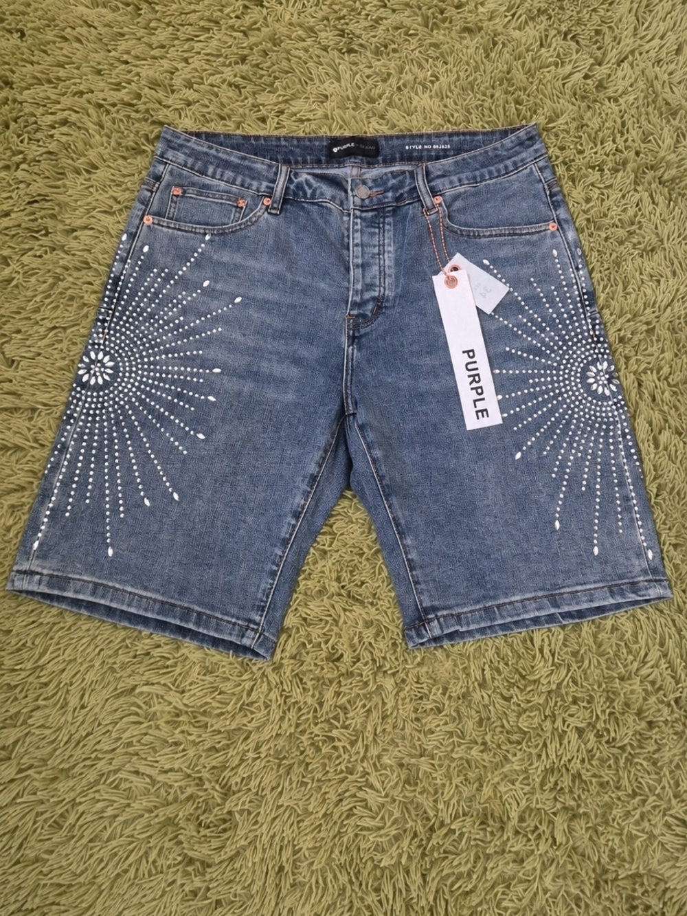 NEW Purple Brand Rhinestone Denim Shorts Size 32 🔥